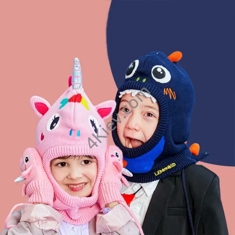 Зимняя шапка шлем Единорог для девочки (балаклава шлем шапка) детская
