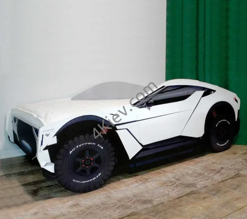 Лiжко машина бiла AllRoad, Безкоштовна доставка. Белая кровать машинка