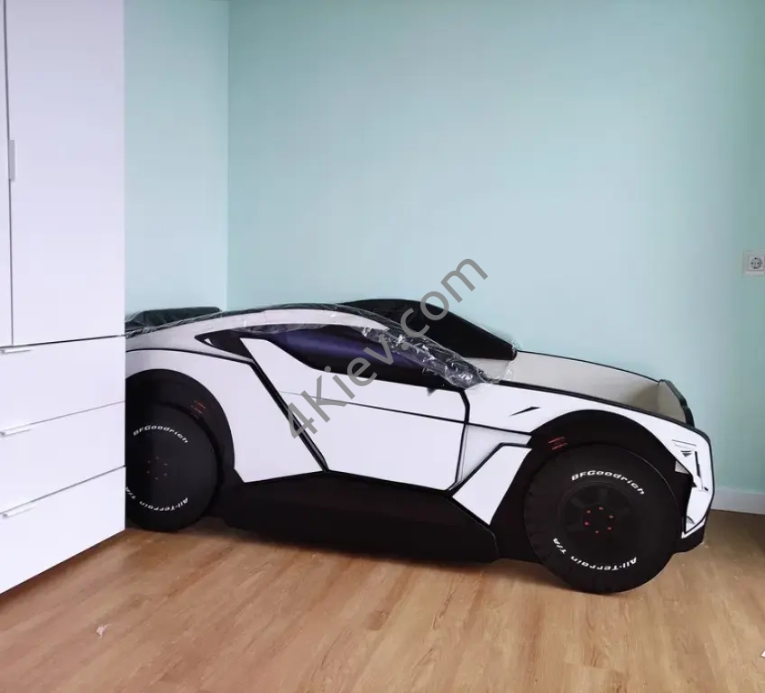 Лiжко машина бiла AllRoad, Безкоштовна доставка. Белая кровать машинка