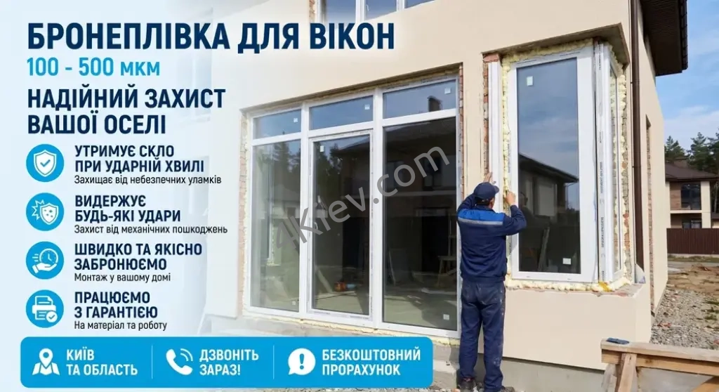 Бронеплівка на вікна Київ та область встановлення