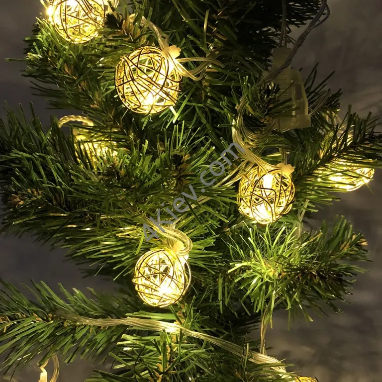 Гірлянда світлодіодна кульки 20 шт із дроту, теплий білий, провід прозорий, 2 м