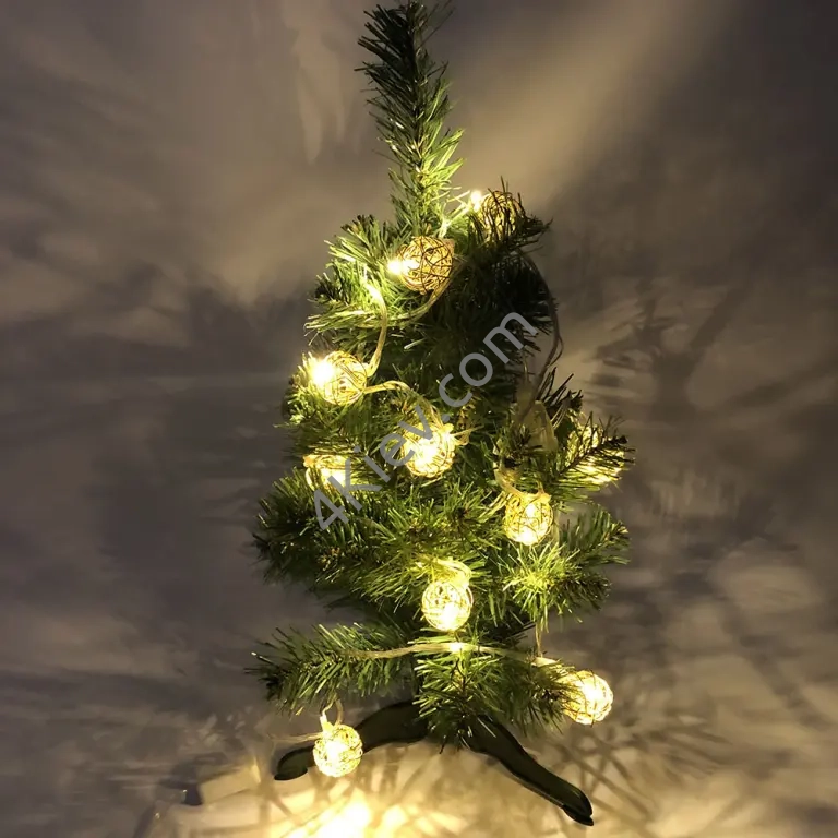 Гірлянда світлодіодна кульки 20 шт із дроту, теплий білий, провід прозорий, 2 м